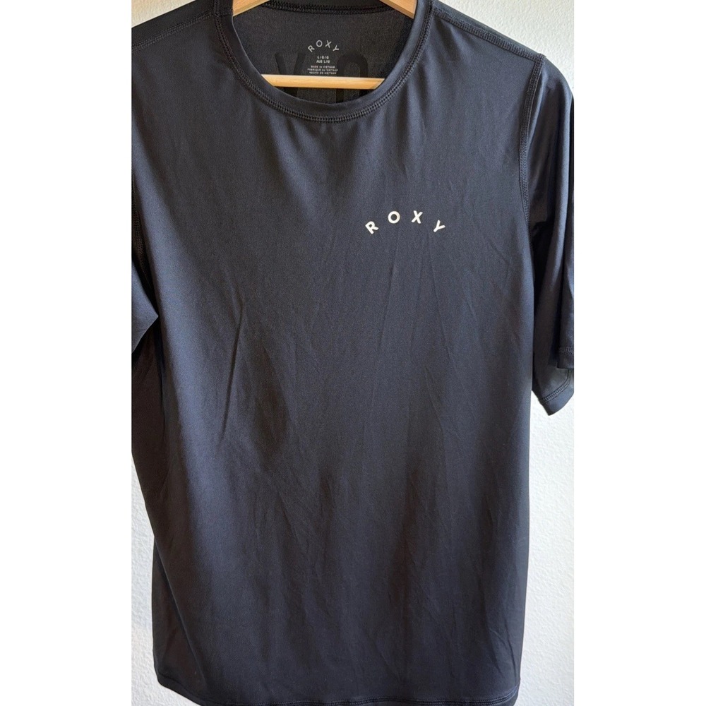 Roxy Men's Short Sleeve Rash Guard Shirt Black Size Large L